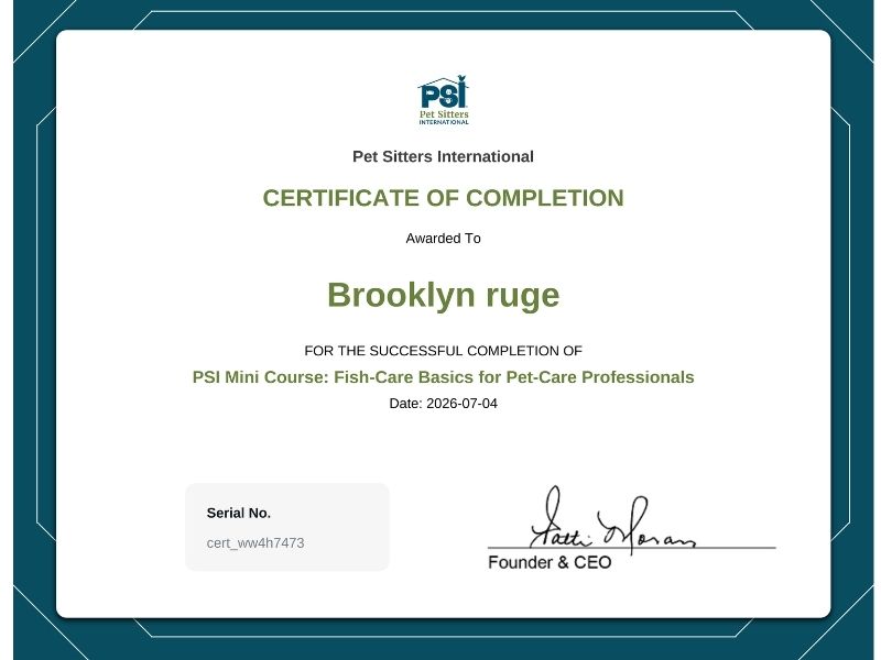 Brooklyn Certificate PSI Mini Course Fish-Care Basics for Pet-Care Professionals Brooklyn Certificate PSI Mini Course Fish-Care Basics for Pet-Care Professionals