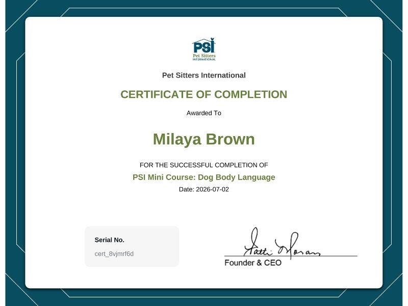 Milaya Certificate PSI Mini Course Dog Body Language Milaya Certificate PSI Mini Course Dog Body Language